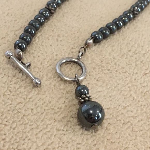 Vintage Hematite Sterling Silver Bracelet - Picture 2 of 4